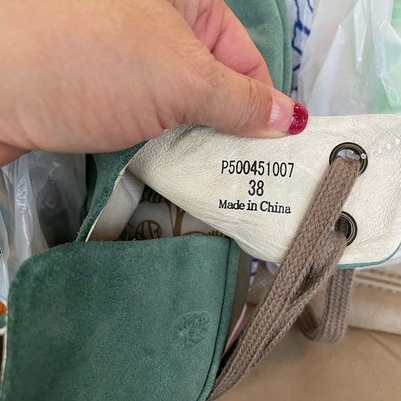 Fly London Green Yema peep toe Ankle Suede Wedges sz 38 (7.5) - Picture 8 of 8